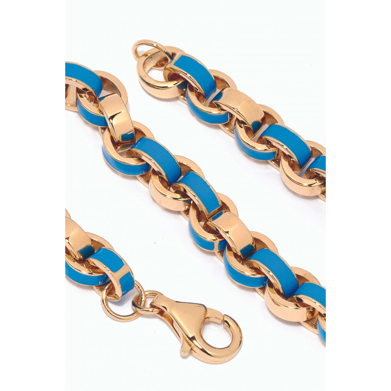 Awe Inspired - Chunky Enamel Bracelet in 14kt Gold Vermeil Blue