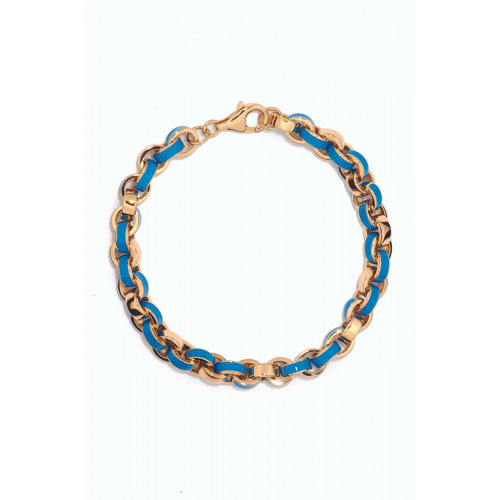 Awe Inspired - Chunky Enamel Bracelet in 14kt Gold Vermeil Blue