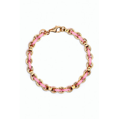 Awe Inspired - Chunky Enamel Bracelet in 14kt Gold Vermeil Pink