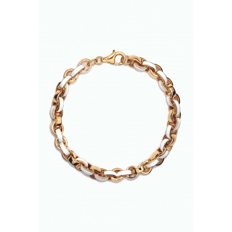 Awe Inspired - Chunky Enamel Bracelet in 14kt Gold Vermeil White
