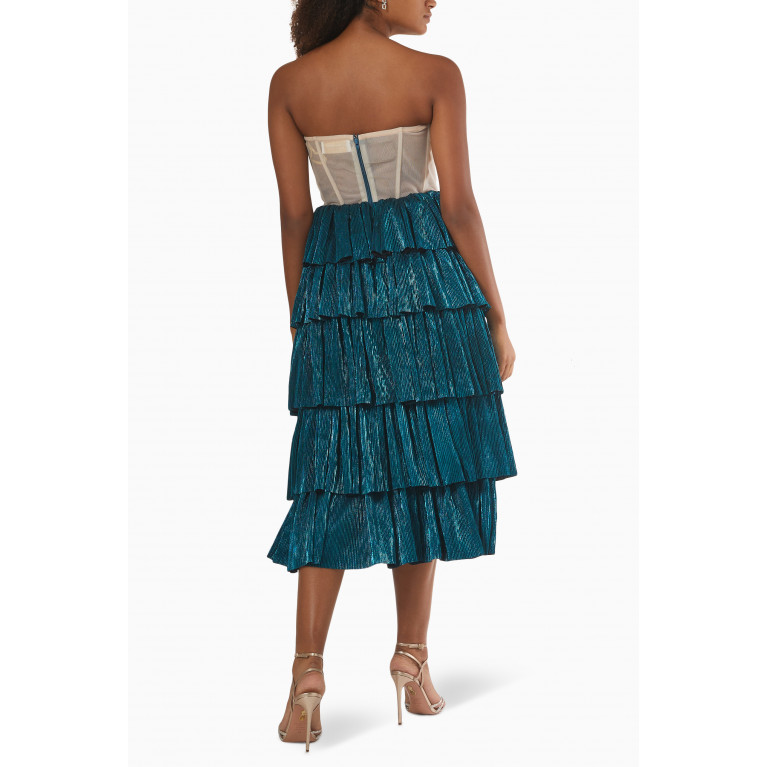 Bronx and Banco - Florence Shimmer Corset Midi Dress in Viscose-blend