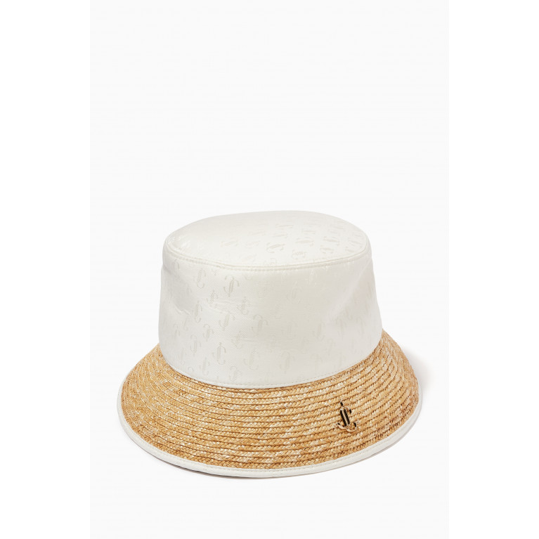 Jimmy Choo - Renata Bucket Hat in JC Monogram Jacquard Silk, Modal & Raffia
