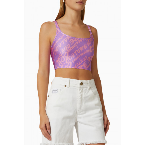 Versace Jeans Couture - Logo Print Crop Top in Polyamide