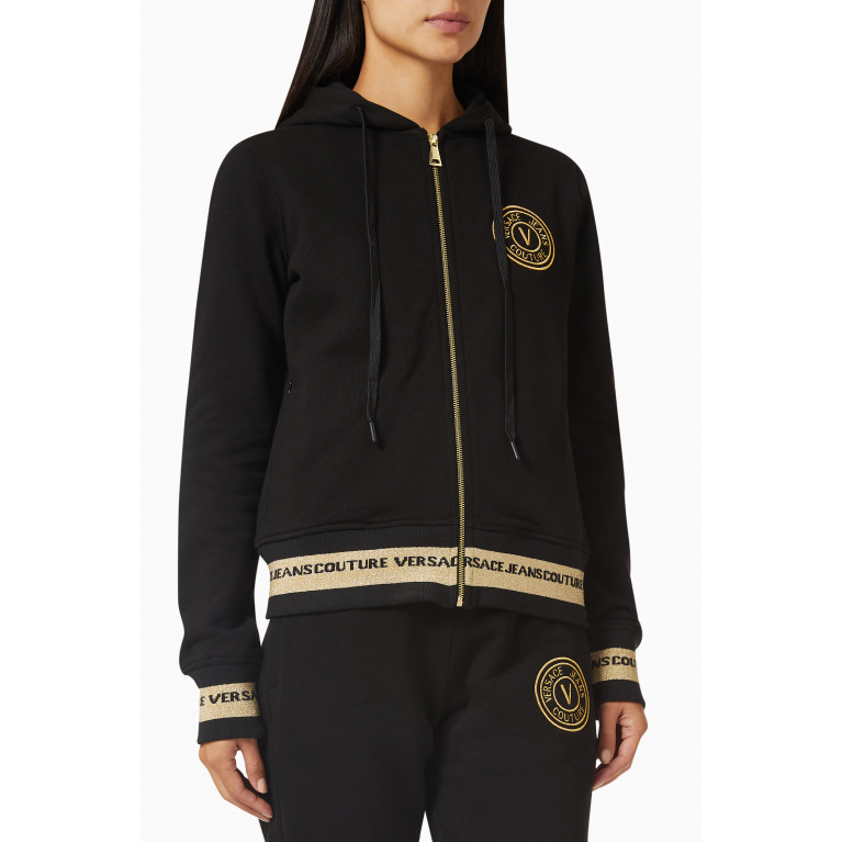 Versace Jeans Couture - Logo Embroidered Hoodie in Cotton Fleece