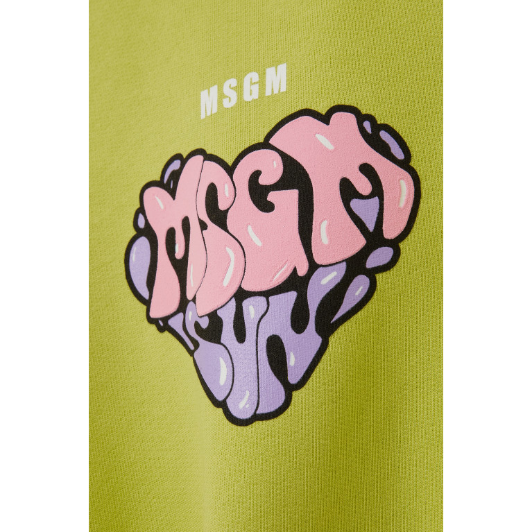MSGM - Heart Logo Dress in Cotton Green