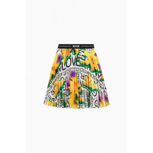 MSGM - Floral Logo Skirt in Polyester