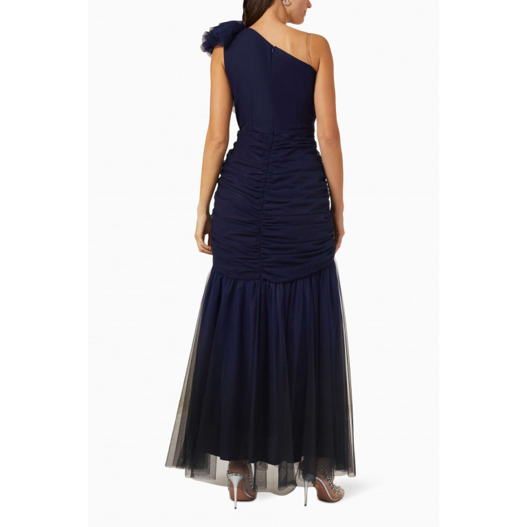 NASS - One-shoulder Draped Dress in Tulle Blue