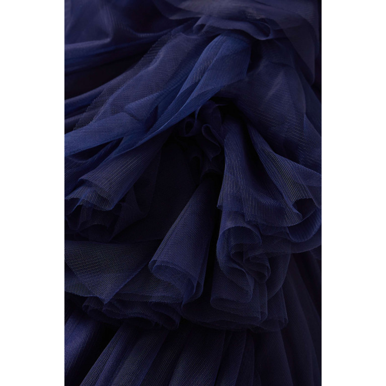 NASS - One-shoulder Draped Dress in Tulle Blue
