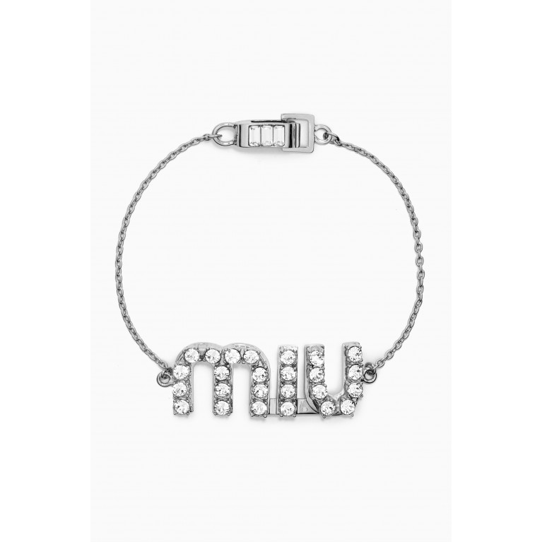 Miu Miu - Logo Bracelet in Crystal & Metal