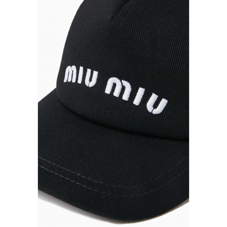 Miu Miu - Logo Baseball Cap in Cotton Black