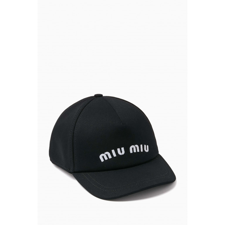 Miu Miu - Logo Baseball Cap in Cotton Black