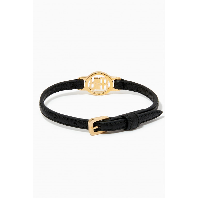 Miu Miu - Logo Bracelet in Madras Leather Black