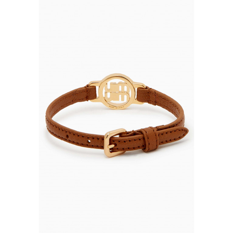 Miu Miu - Logo Bracelet in Madras Leather Brown