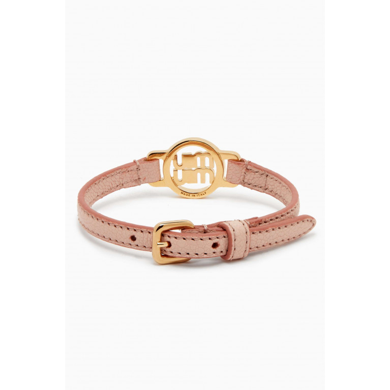 Miu Miu - Logo Bracelet in Madras Leather Pink