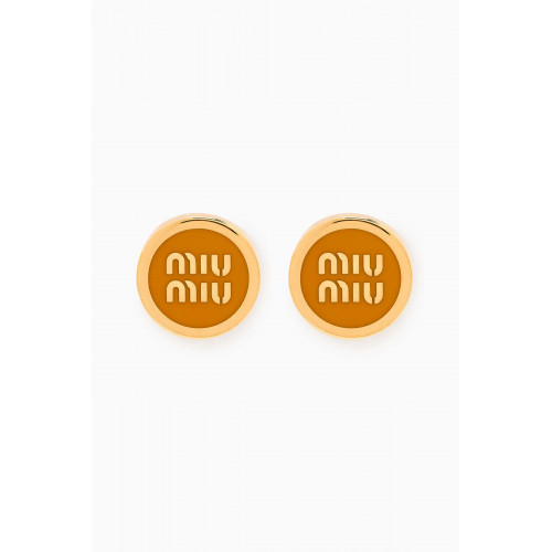 Miu Miu - Enameled Logo Stud Earrings Orange