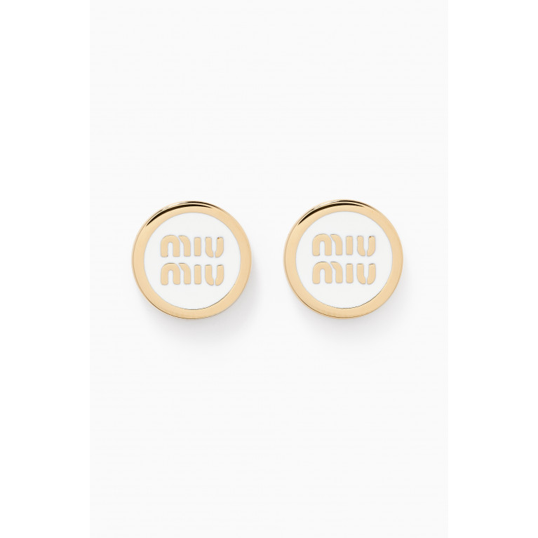Miu Miu - Enameled Logo Stud Earrings