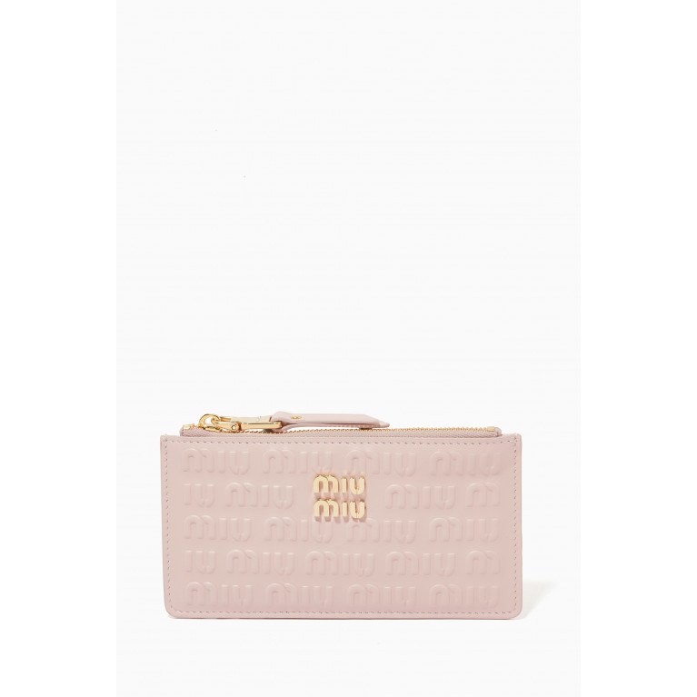 Miu Miu - Minuteria Zipped Wallet in Nappa Leather Pink