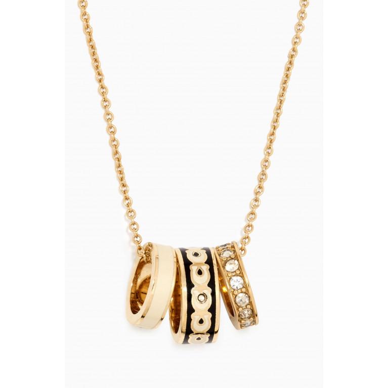 Coach - Signature Enamel Necklace in Gold-plated Brass Gold