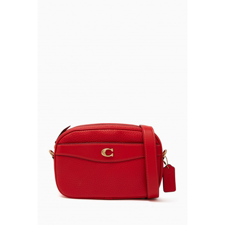 Coach - Logo Camera Bag in Pebbled Leather Red