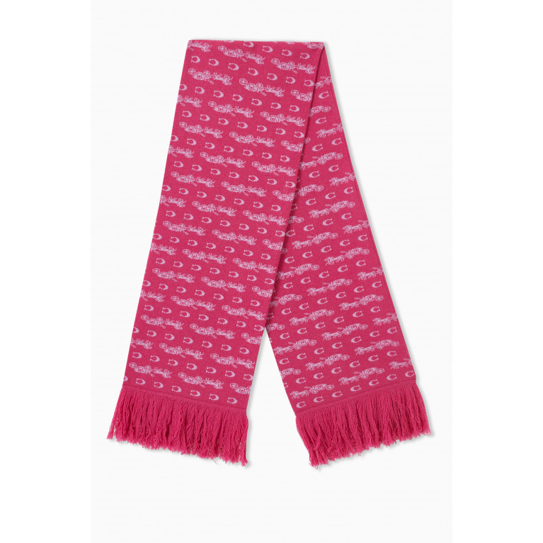 Coach - Bold Horse & Carriage Print Oversized Scarf in Wool Burgundy