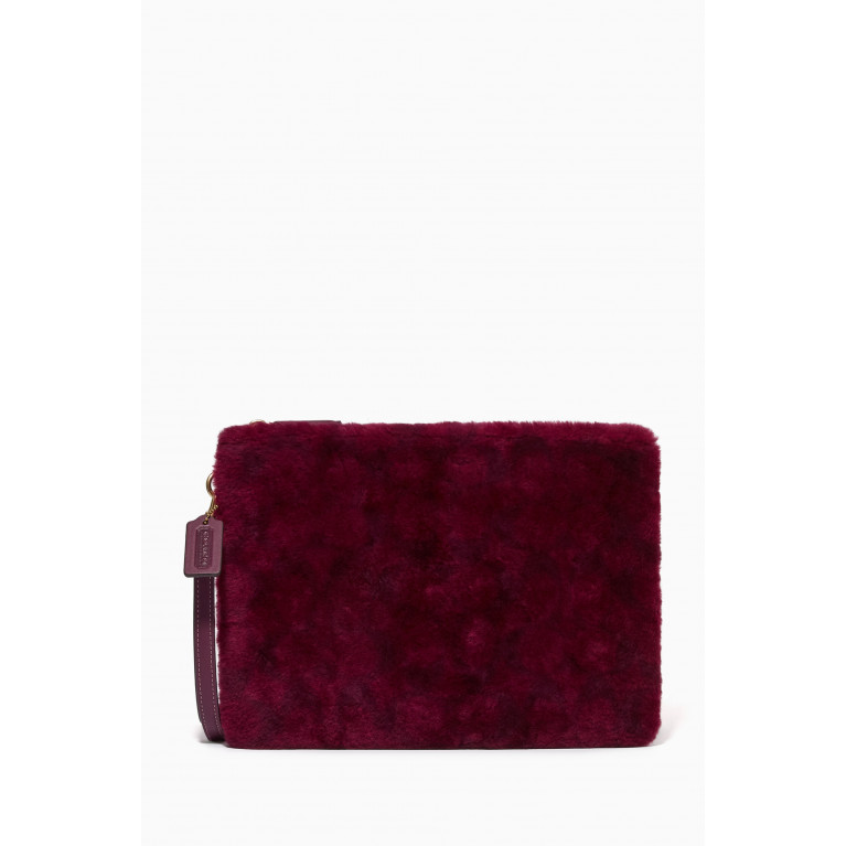 Coach - Charter Pouch in Signature Shearling & Leather Red