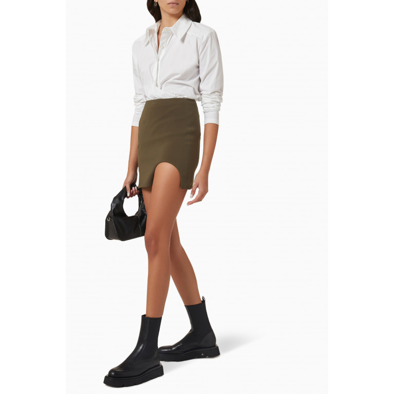 PIECE OF WHITE - Naomi Mini Skirt in Stretch-crêpe Brown