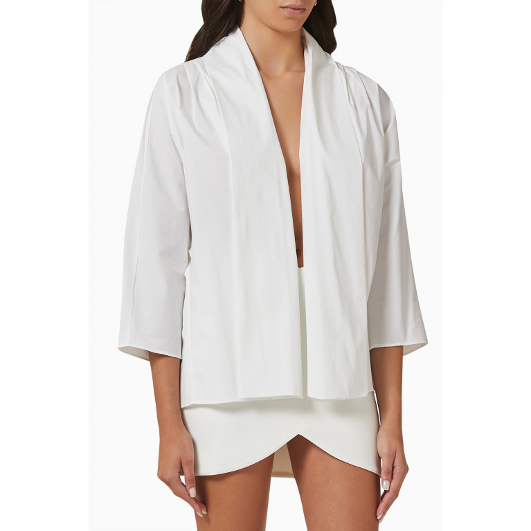 PIECE OF WHITE - Ashley Open-front Top in Stretch Cotton-blend