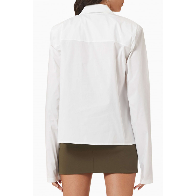 PIECE OF WHITE - Dani Wrap-front Top in Stretch Cotton-blend