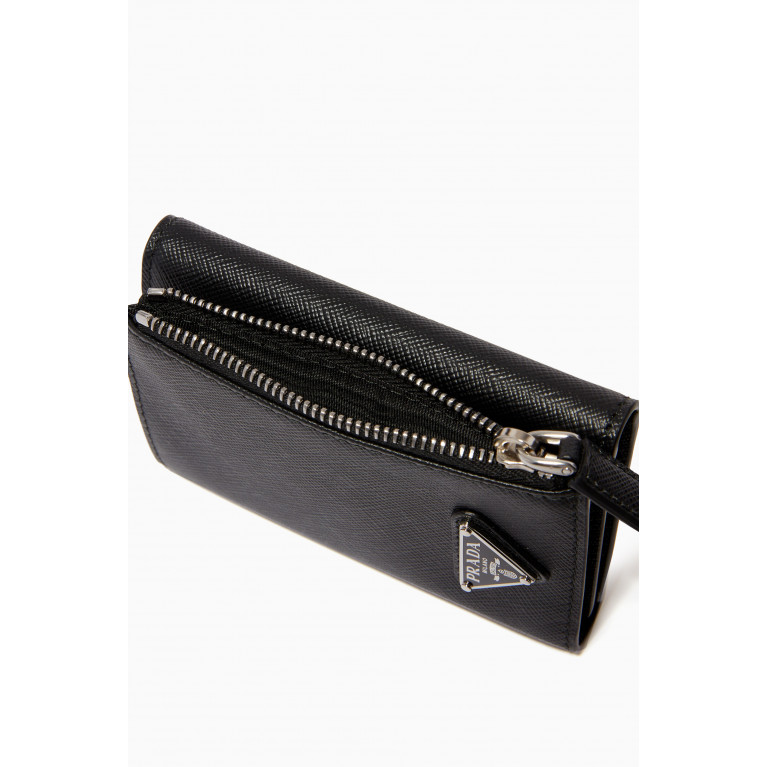Prada - Logo Neck Wallet with Strap in Saffiano Leather