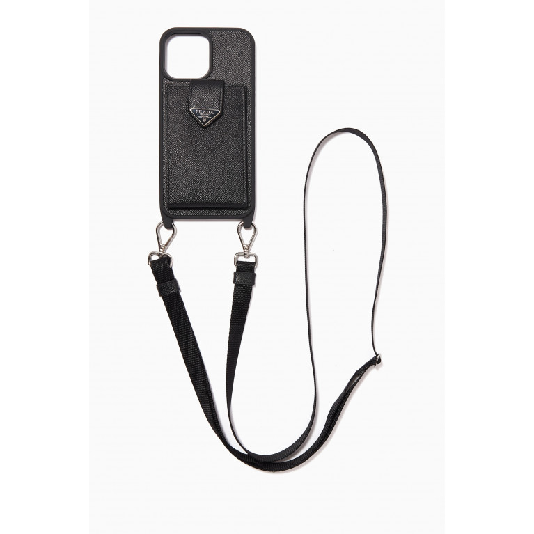 Prada - Triangle Logo iPhone 13 Pro Max Case in Saffiano Leather