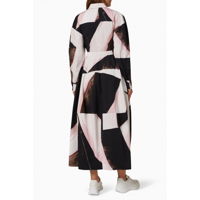 Alexander McQueen - Graphic Brushstroke-print Midi Shirt Dress in Recycled Polyfaille