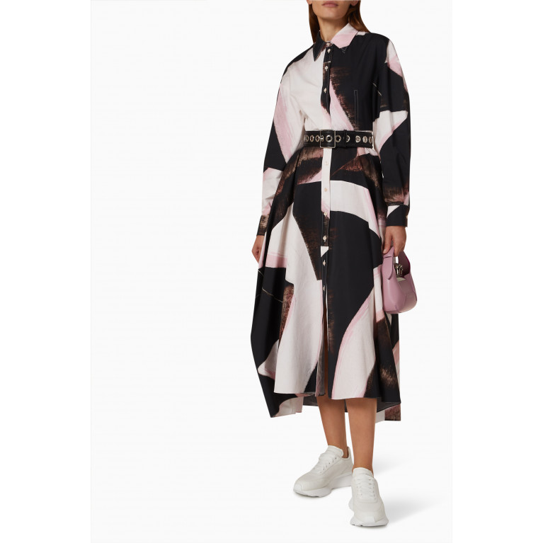 Alexander McQueen - Graphic Brushstroke-print Midi Shirt Dress in Recycled Polyfaille