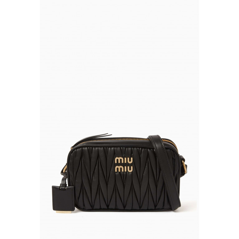 Miu Miu - Camera Crossbody Bag in Matelasse Nappa Black
