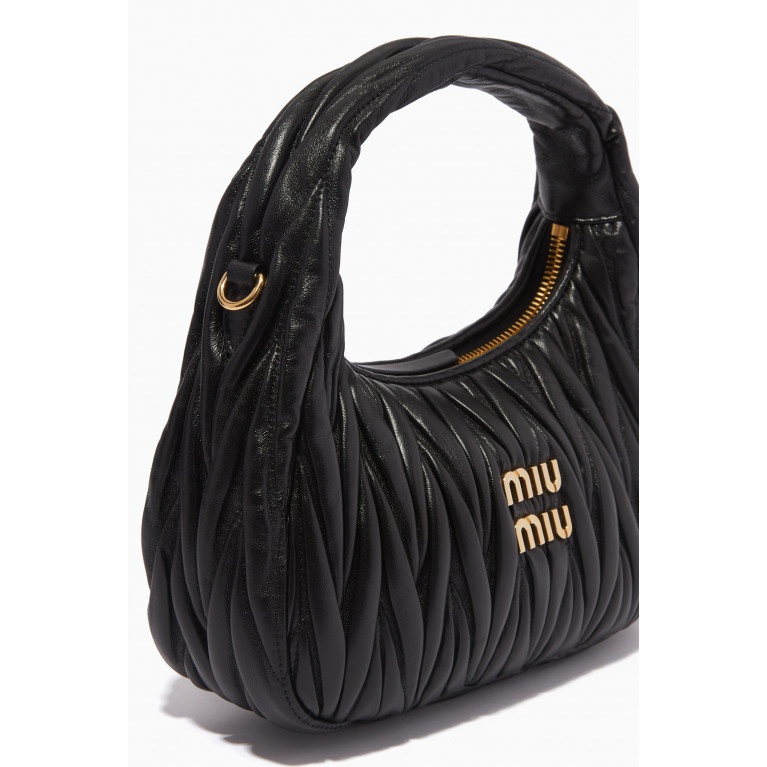 Miu Miu - Wander Mini Shoulder Bag in Matelassé Nappa Leather Black