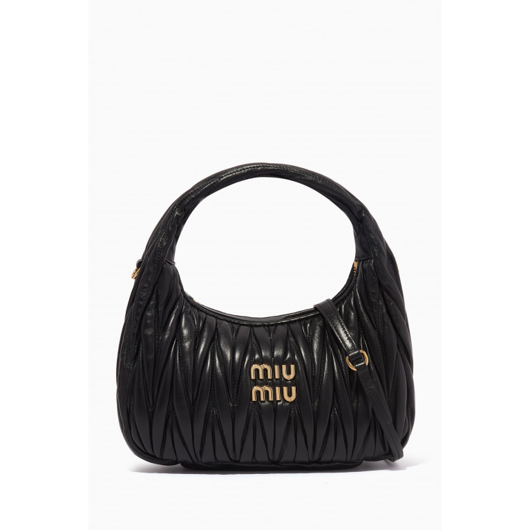 Miu Miu - Wander Mini Shoulder Bag in Matelassé Nappa Leather Black