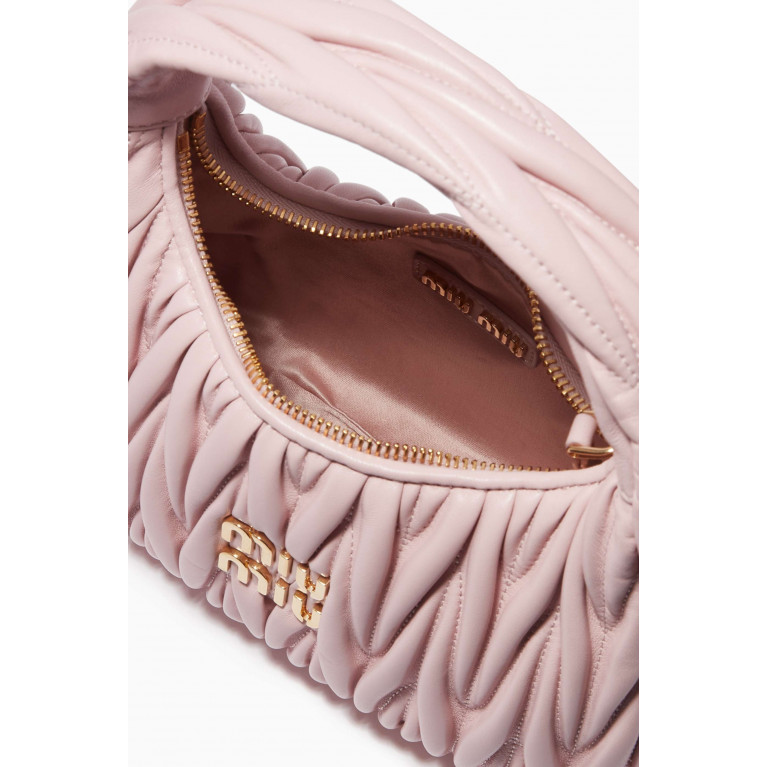 Miu Miu - Wander Mini Shoulder Bag in Matelassé Nappa Leather Pink