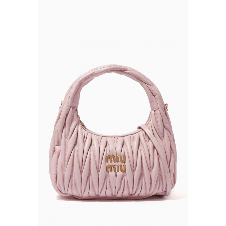Miu Miu - Wander Mini Shoulder Bag in Matelassé Nappa Leather Pink