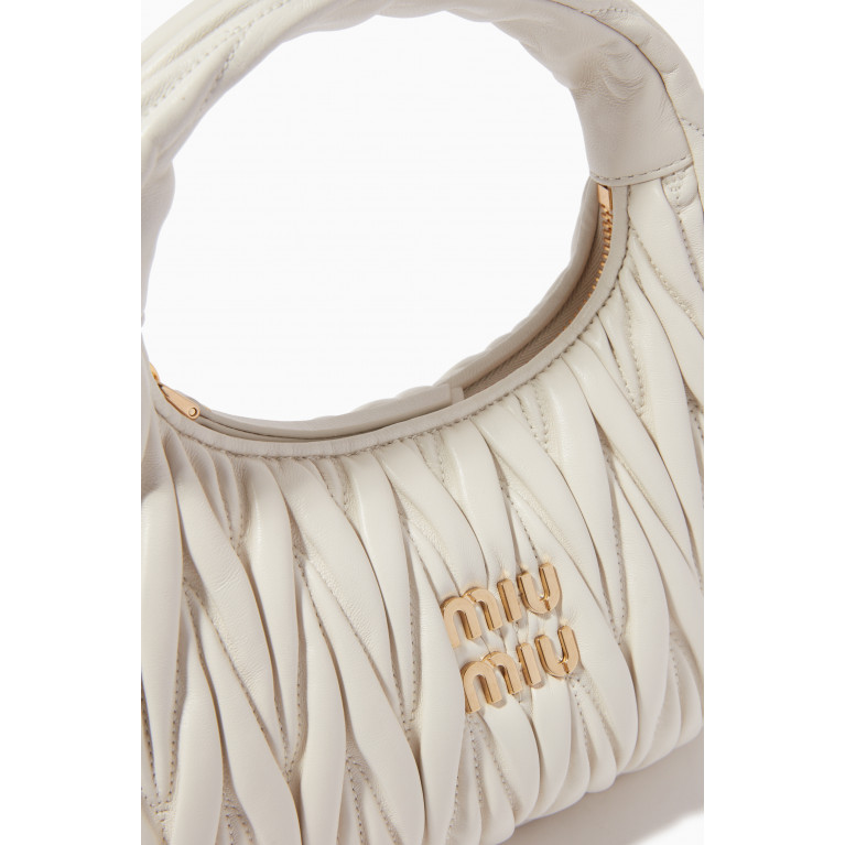 Miu Miu - Wander Mini Shoulder Bag in Matelassé Nappa Leather White