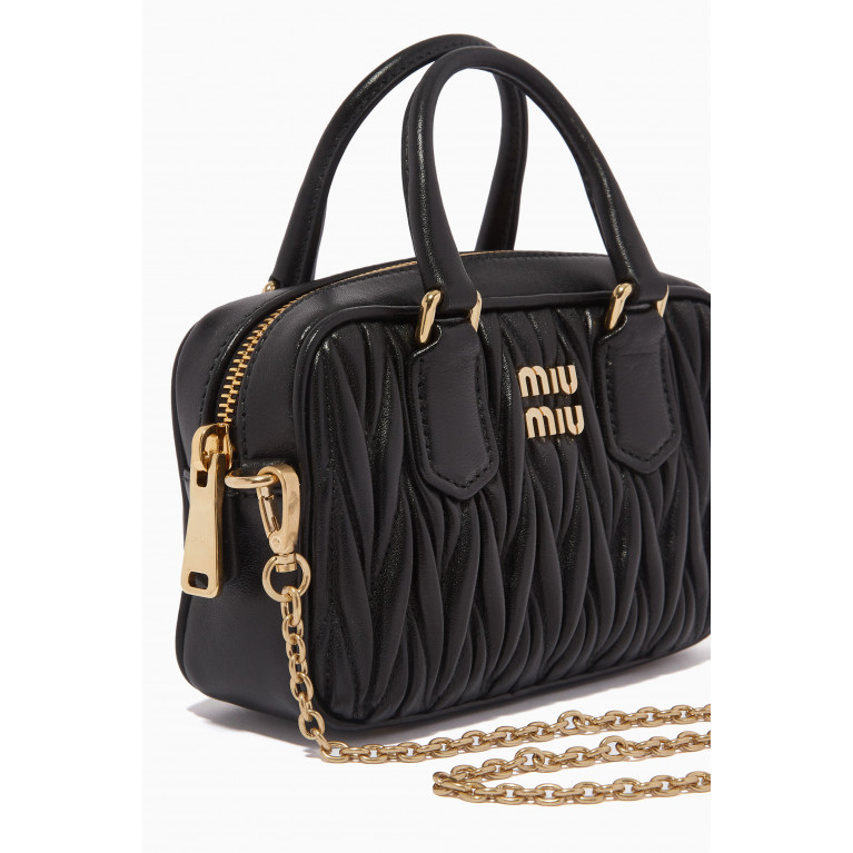 Miu Miu - Mini Crossbody Bag in Matelassé Nappa Leather Black