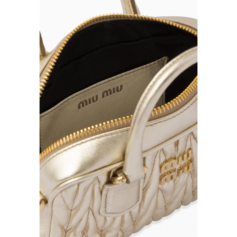 Miu Miu - Mini Crossbody Bag in Matelassé Nappa Leather Gold