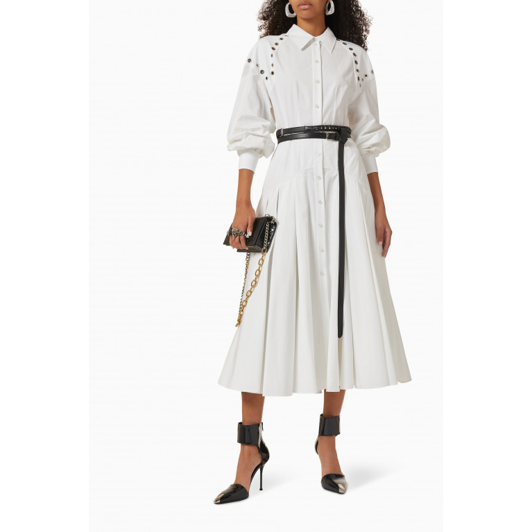 Alexander McQueen - Eyelet Harness Shirt Midi Dress in Cotton
