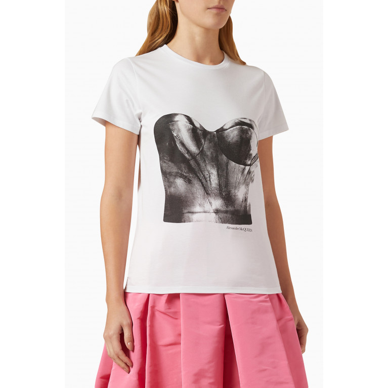 Alexander McQueen - Bustier-print T-shirt in Organic-cotton
