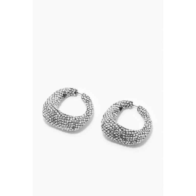 Alexander McQueen - Alexander McQueen - Molten Pavé Crystal Hoop Earrings in Silver-tone Metal