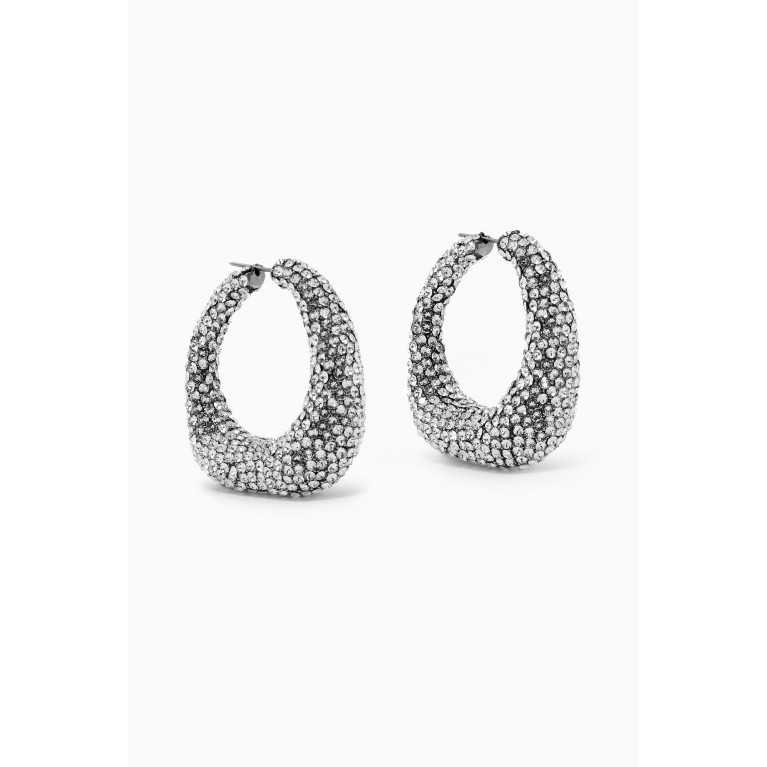 Alexander McQueen - Alexander McQueen - Molten Pavé Crystal Hoop Earrings in Silver-tone Metal
