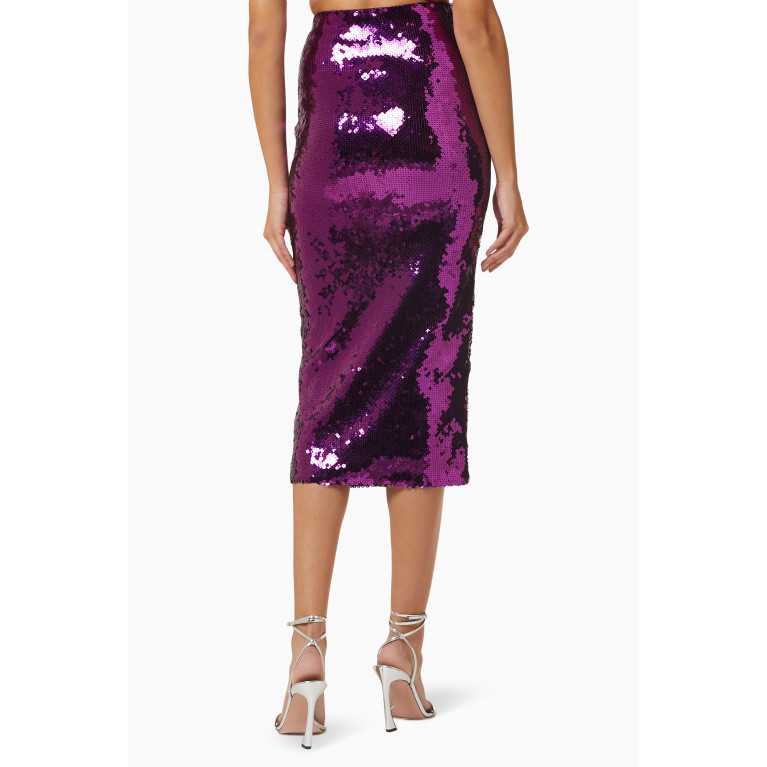 The Andamane - Gisele Sequinned Midi Skirt Purple
