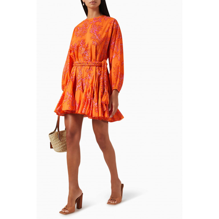 RHODE - Ella Mini Dress in Cotton Cambric Orange