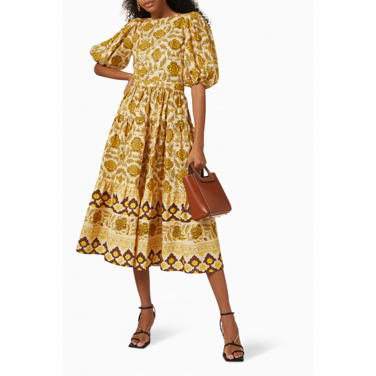 RHODE - Maryam Midi Dress in Linen Yellow