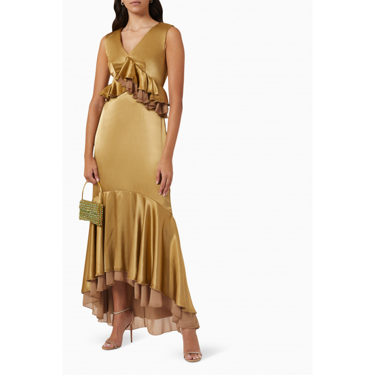 NASS - Sleeveless Peplum Dress Gold