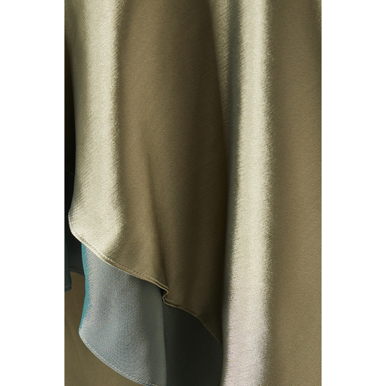 NASS - Asymmetric Peplum Dress in Satin Green