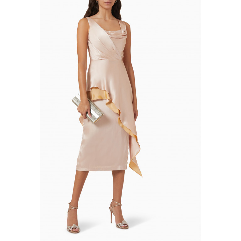 NASS - Asymmetric Peplum Dress in Satin Pink
